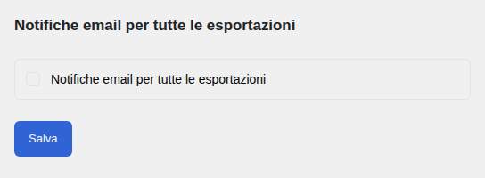 Impostazioni: permessi ruolo e notifiche email globali